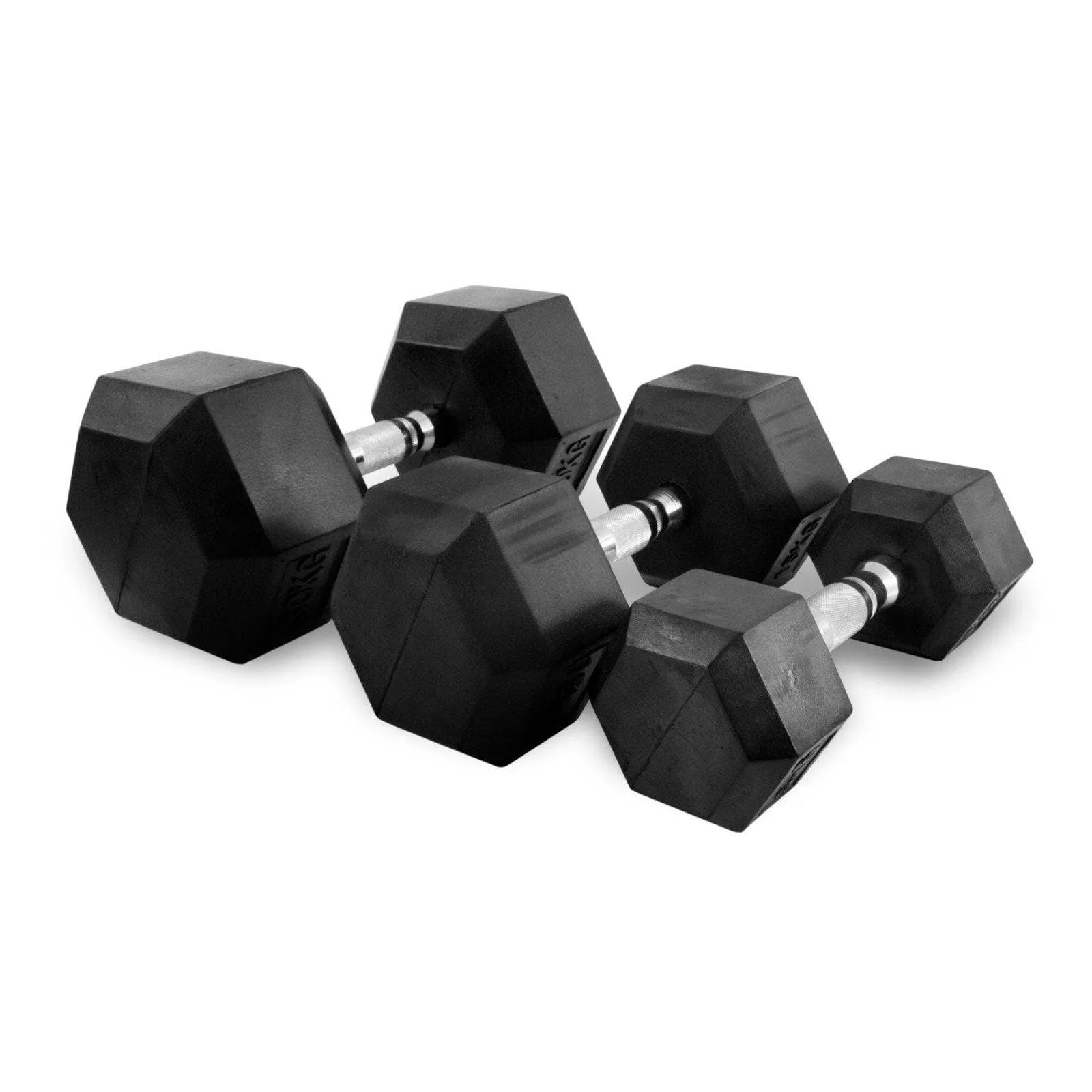 1-25kg Rubber Hexagonal "Class A" Dumbbell Set   Deluxe 3-Tier Dumbbell Rack