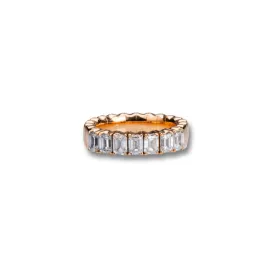 18K Gold Stretch Emerald Cut Diamond Half Eternity Rings