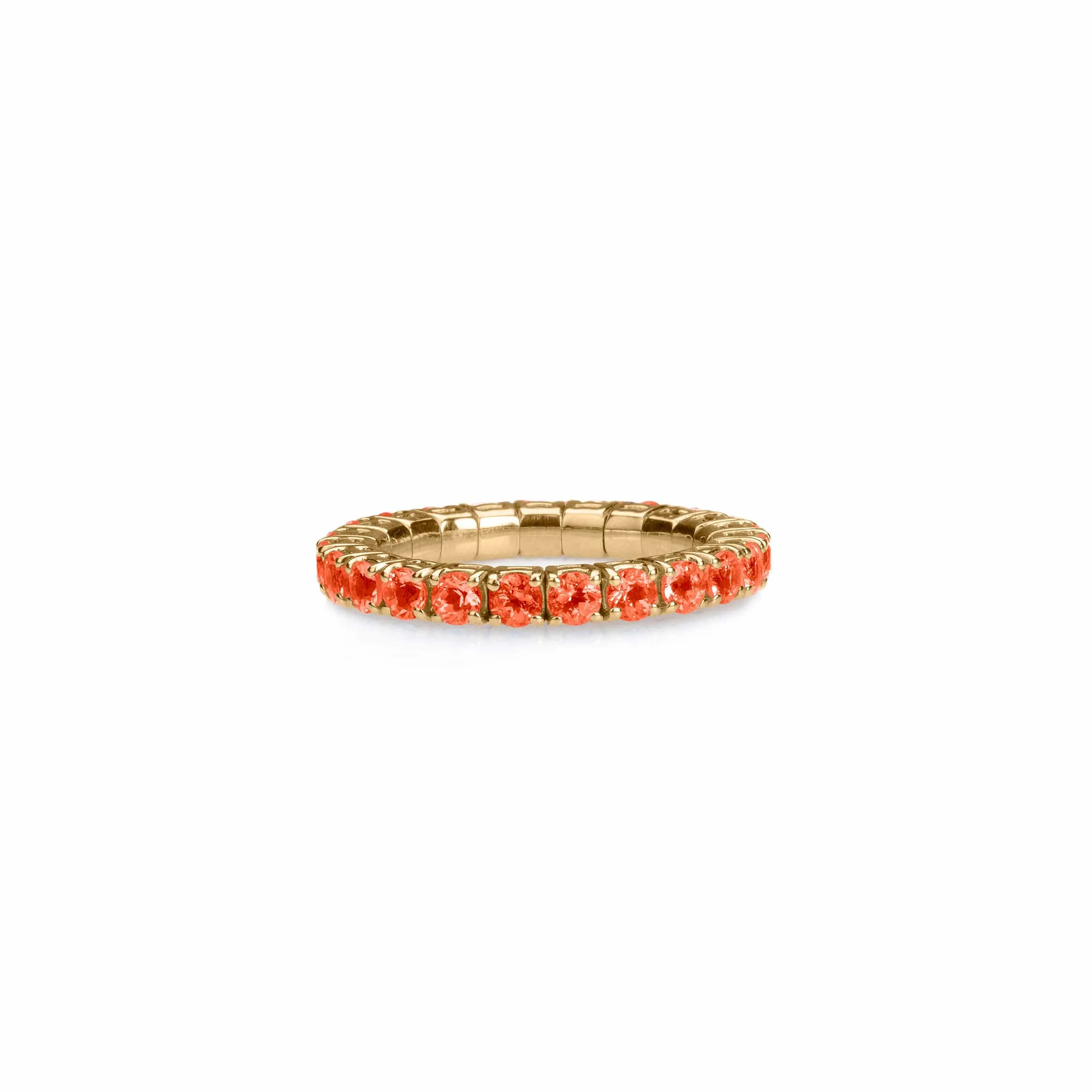 18K Gold Stretch Orange Sapphire Eternity Rings, .6-3 carats