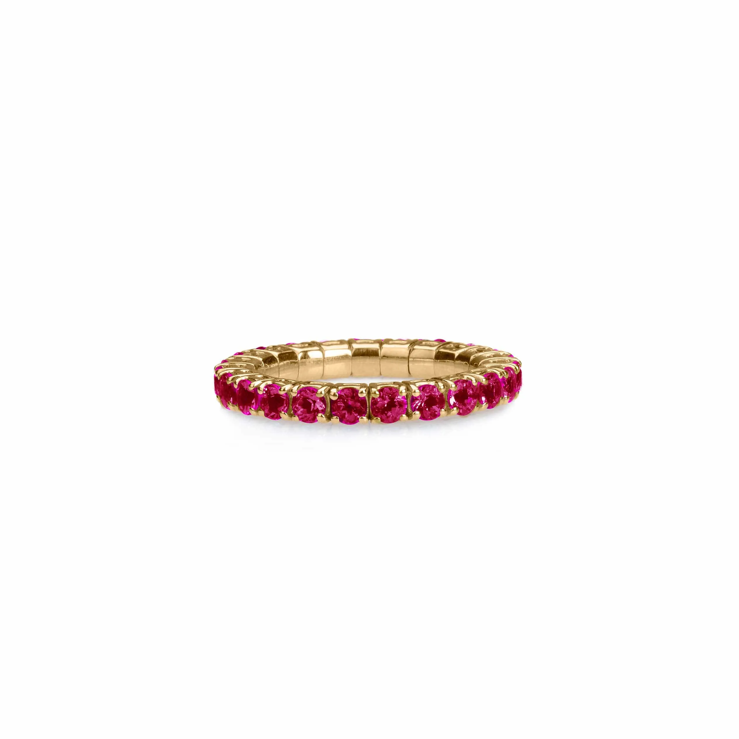 18K Gold Stretch Ruby Eternity Rings, .6-3.0 Carats