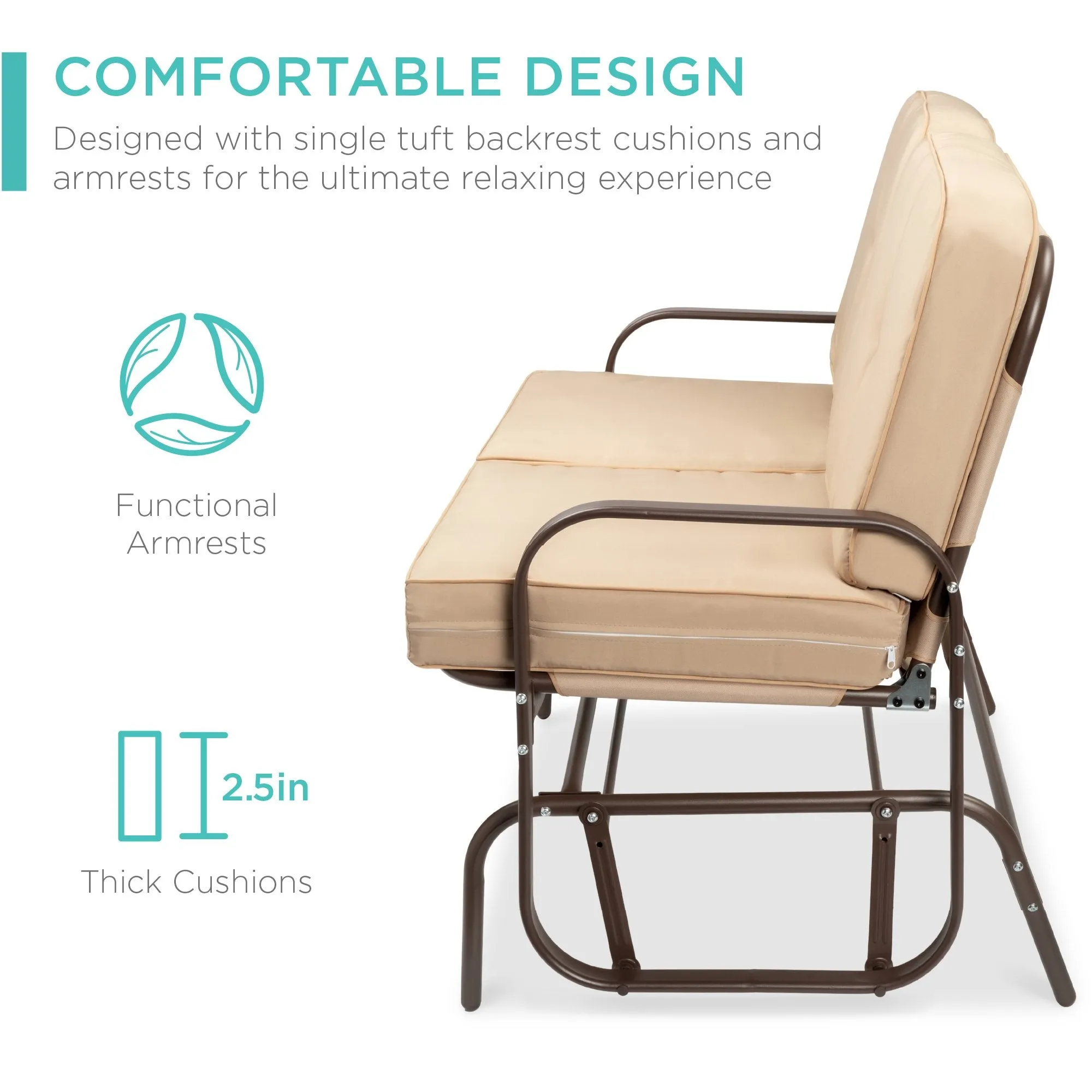 2-Person Patio Glider Loveseat Rocking Chair Bench