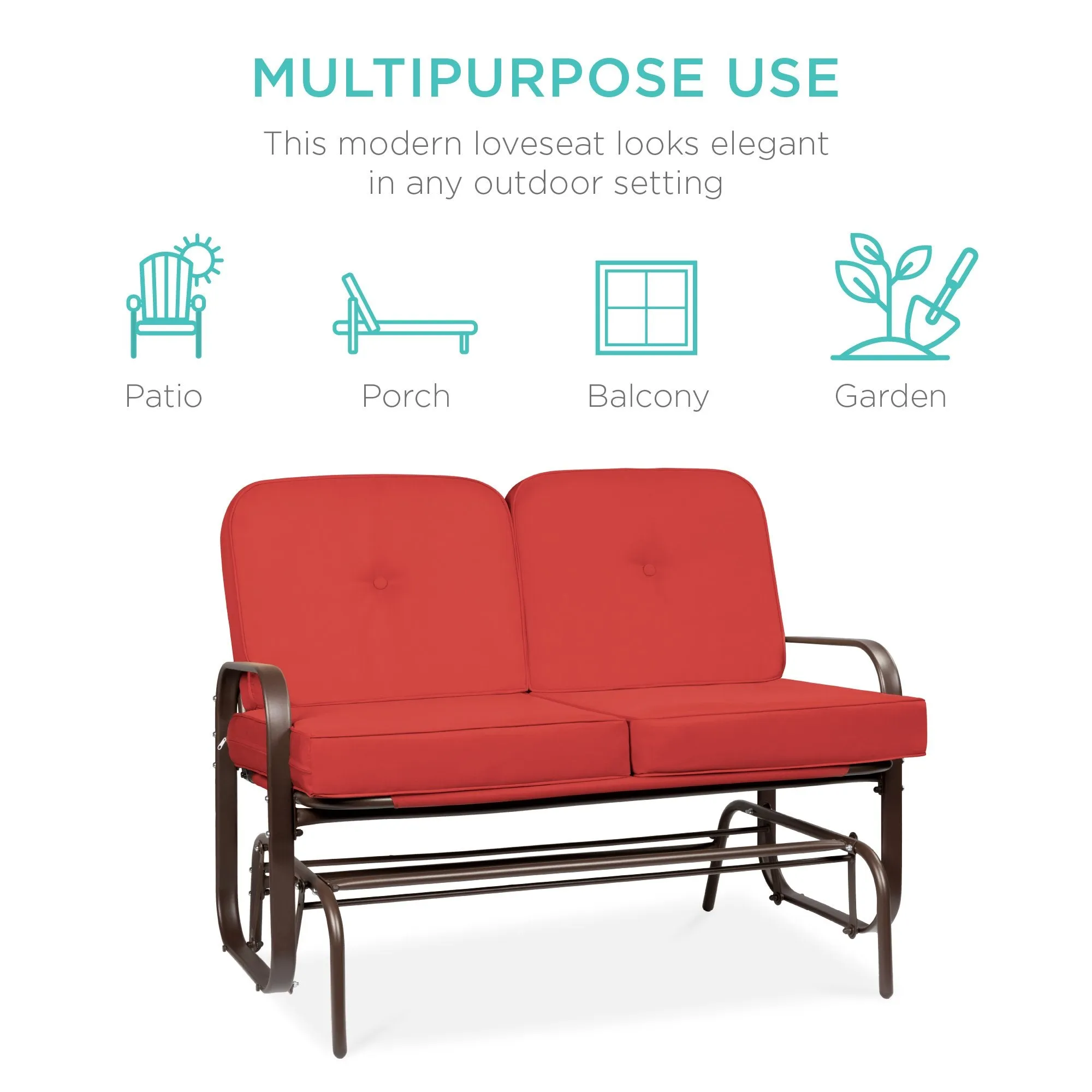 2-Person Patio Glider Loveseat Rocking Chair Bench