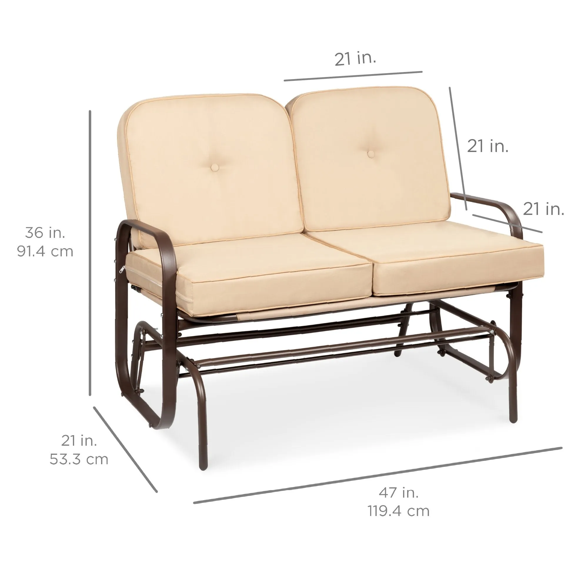 2-Person Patio Glider Loveseat Rocking Chair Bench