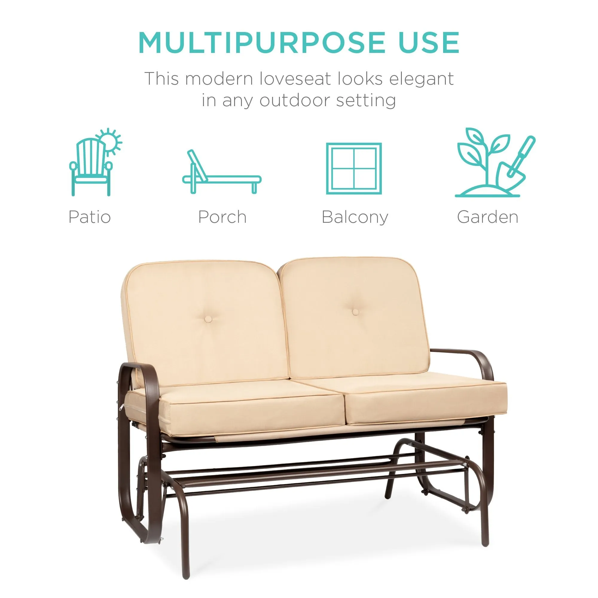 2-Person Patio Glider Loveseat Rocking Chair Bench