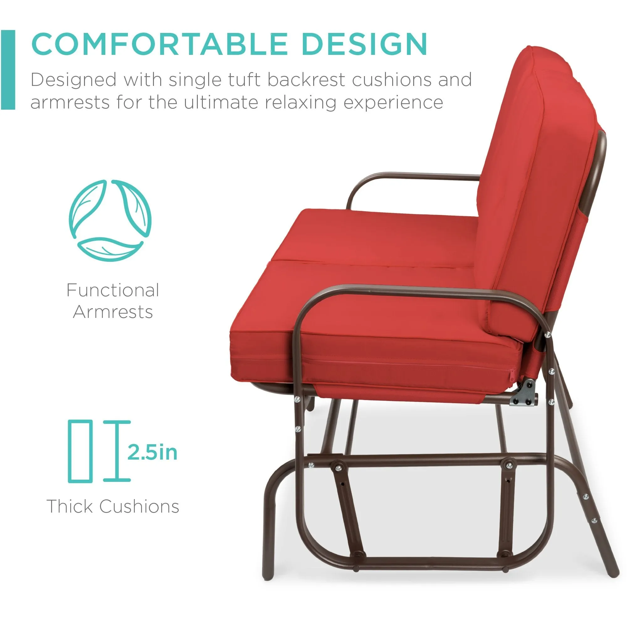 2-Person Patio Glider Loveseat Rocking Chair Bench