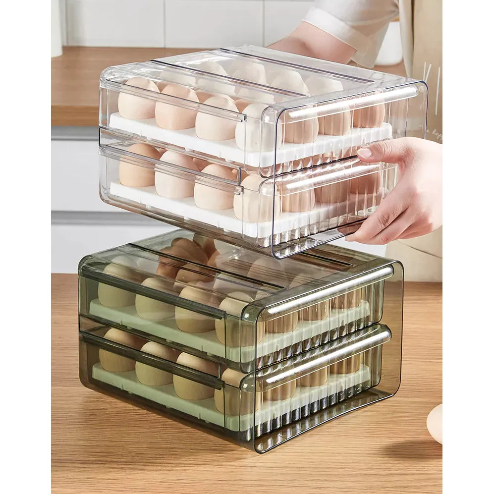 32 Grid Large Capacity Drawer Type Egg Storage Container-Green