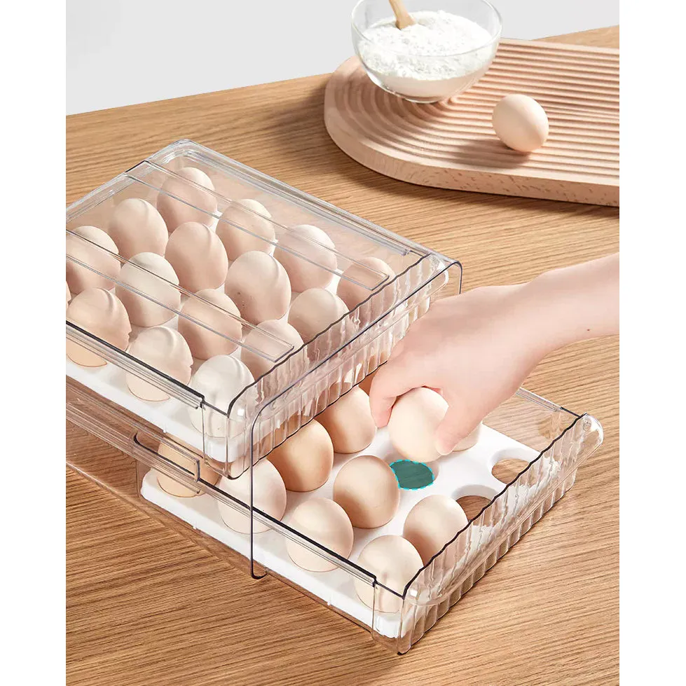 32 Grid Large Capacity Drawer Type Egg Storage Container-Green