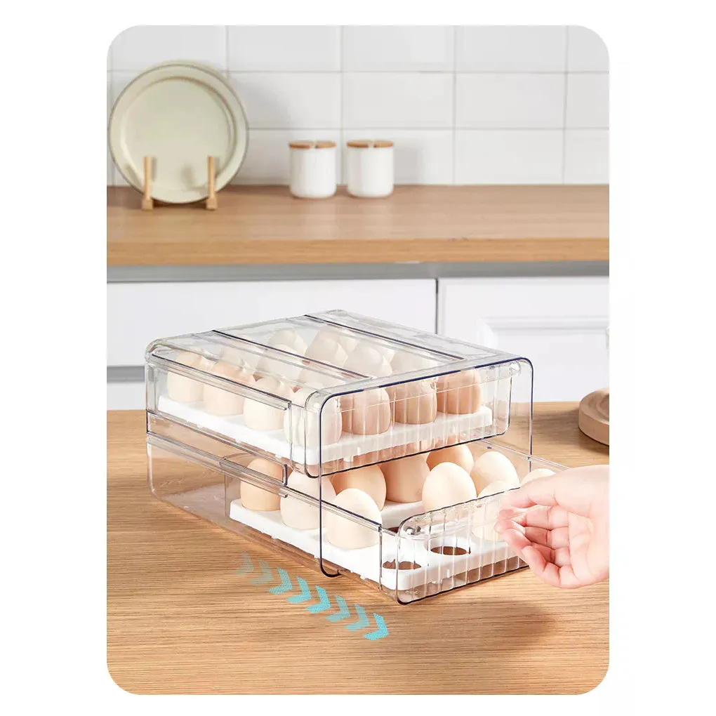 32 Grid Large Capacity Drawer Type Egg Storage Container-Green