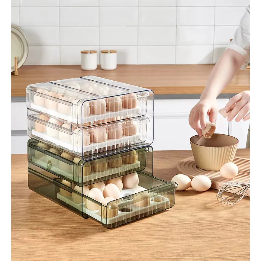 32 Grid Large Capacity Drawer Type Egg Storage Container-Green