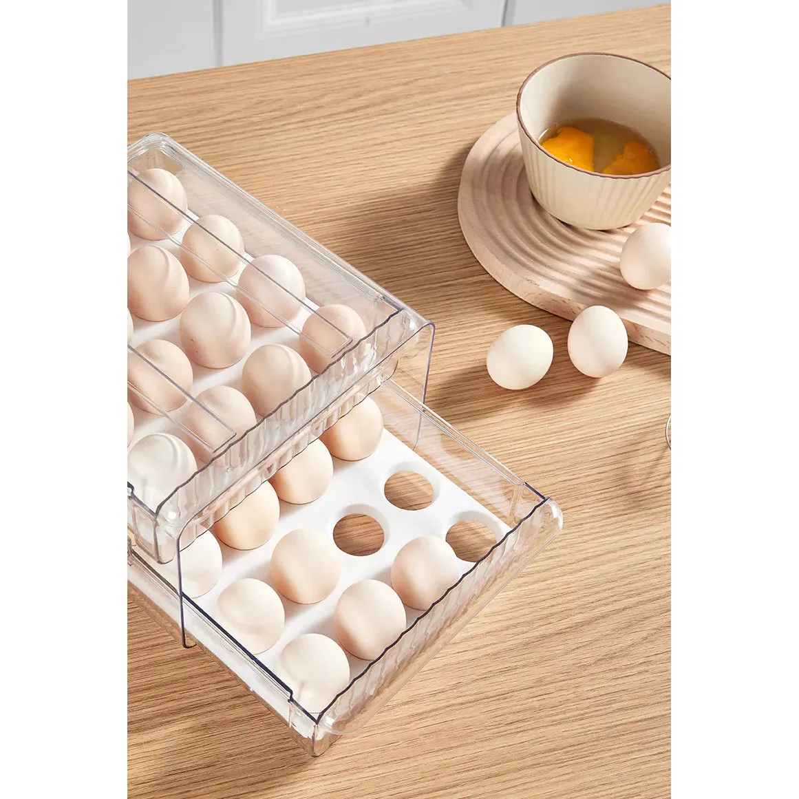 32 Grid Large Capacity Drawer Type Egg Storage Container-Green