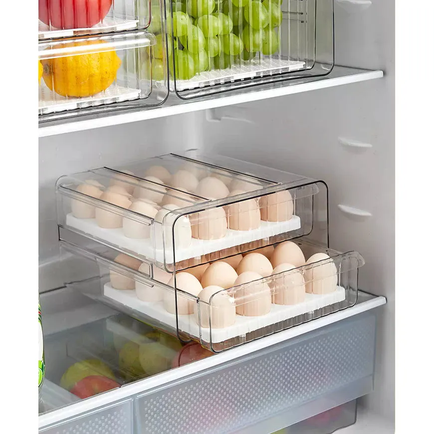 32 Grid Large Capacity Drawer Type Egg Storage Container-Green