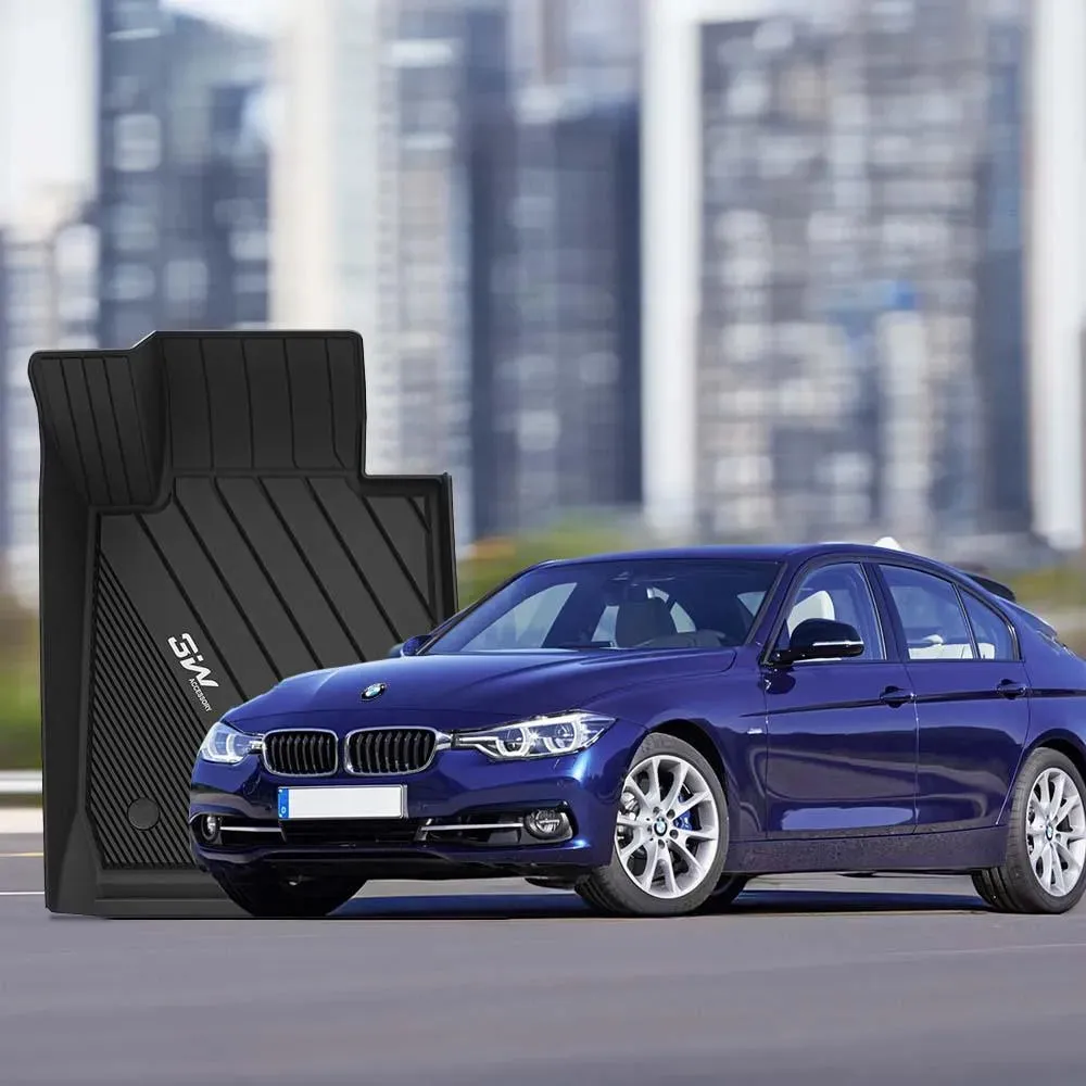 3W BMW F30 3 Series 320i 328d 328i 330e 330i 335i 340i RWD & Sedan 2013-2018 Custom Floor Mats TPE Material & All-Weather Protection (NOT for 335is & GT & X-Drive)