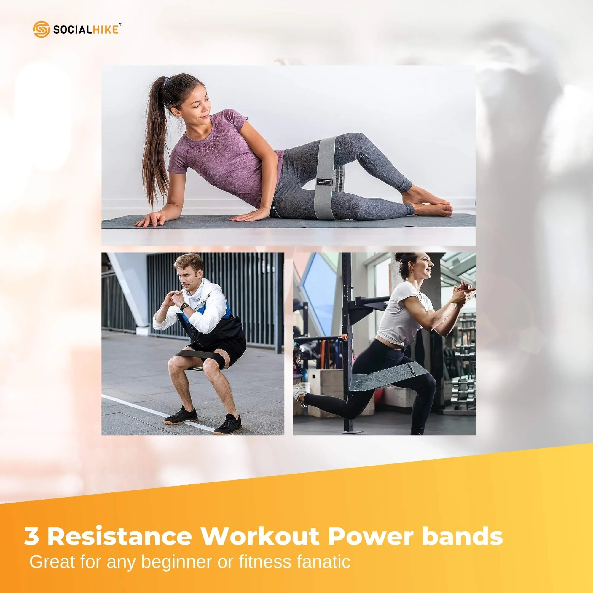 3x Resistance Exercise Hip Bands Set - Stretch Glute Booty Workout Power Loops