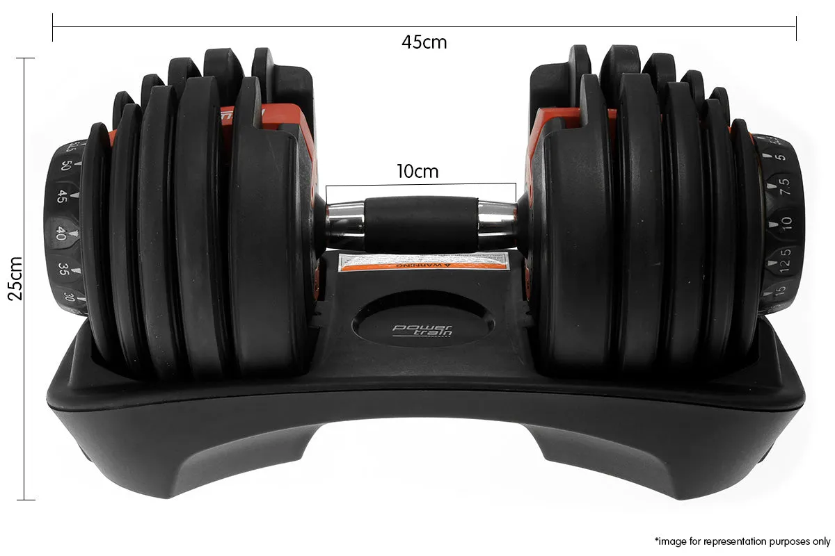 40kg Adjustable Dumbbell, 17 Levels, Ergonomic - Powertrain