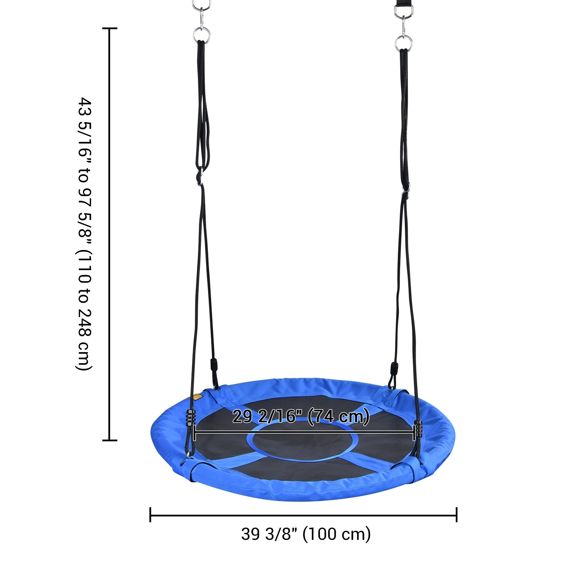 700LBS Weight Capacity 40" Flying Saucer Swing for Kids Outdoor, Large Round Tire Swings for Trees and Swingset, Strong Heavy Duty for Outside Playground, Blue