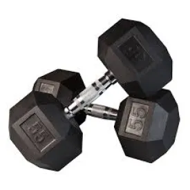 80-100LB Rubber Hexagon Dumbbells