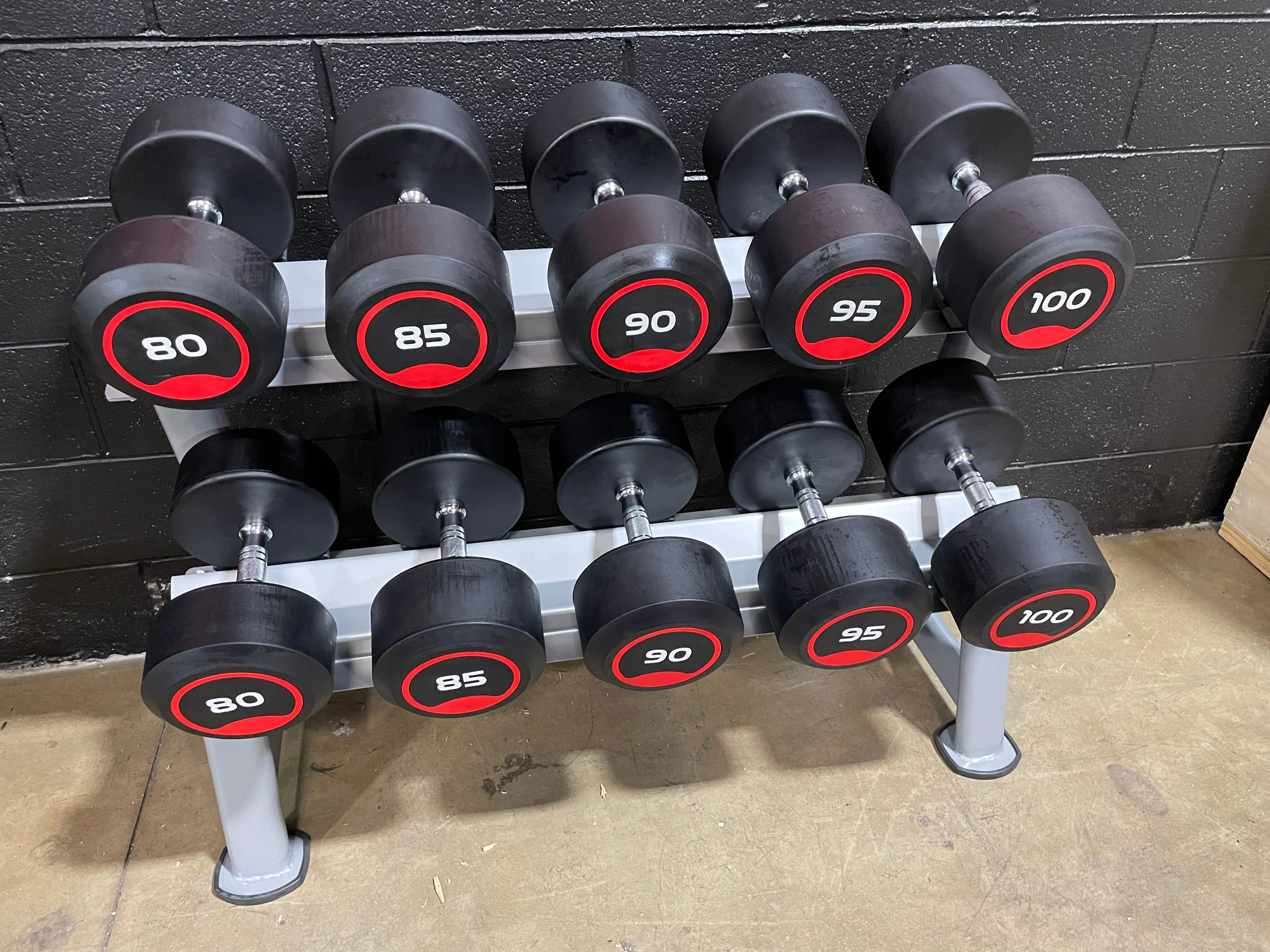 80LB-100LB Pro Style Rubber Dumbbell Set lol