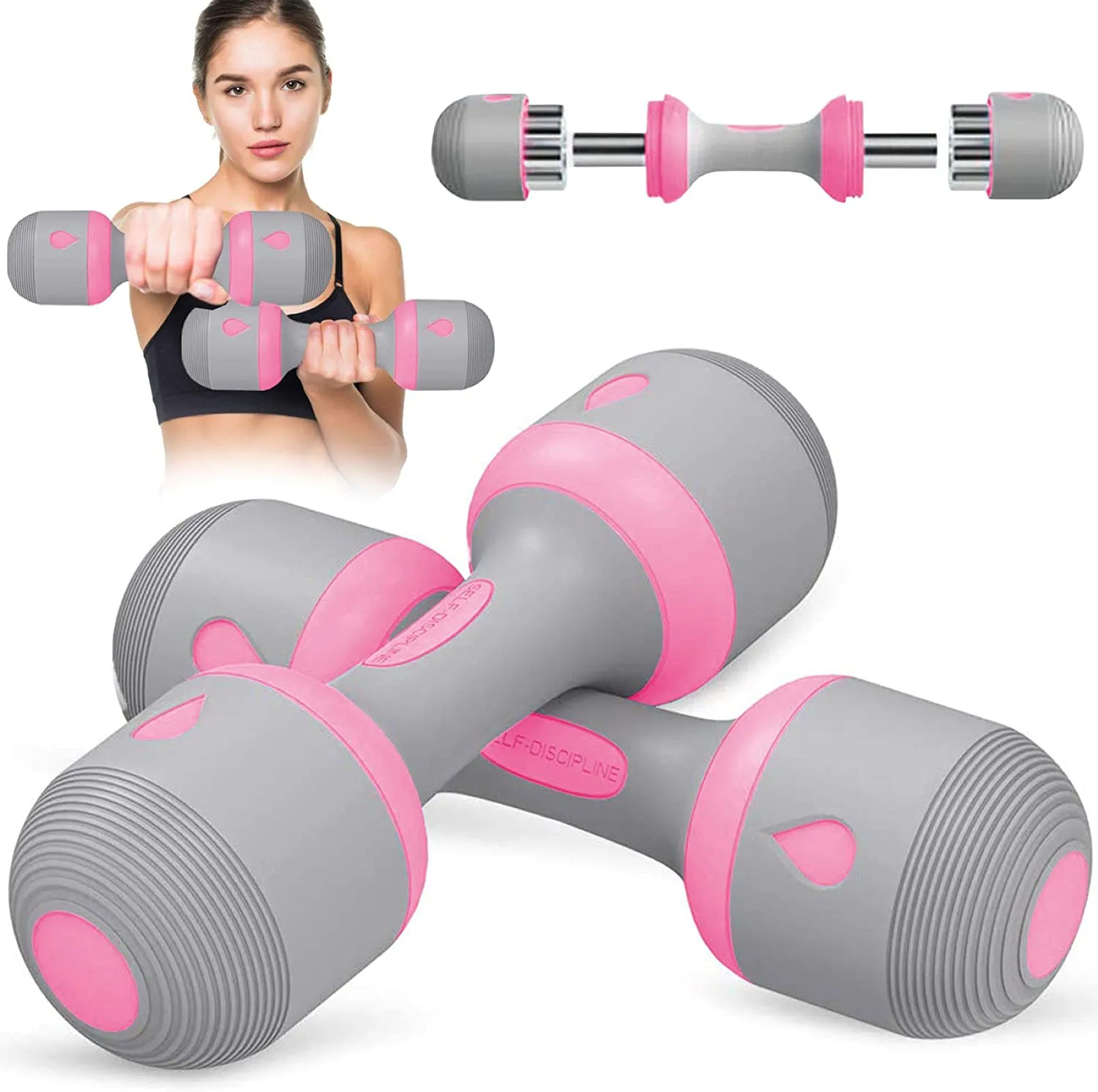 Adjustable Dumbbell Weight Set - 5-in-1 Dumbbell Set with Non-Slip Neoprene Handles - Multipurpose Weights Dumbbells Set for Home Workouts - Safe Weights Set Dumbbells for Office, Gym