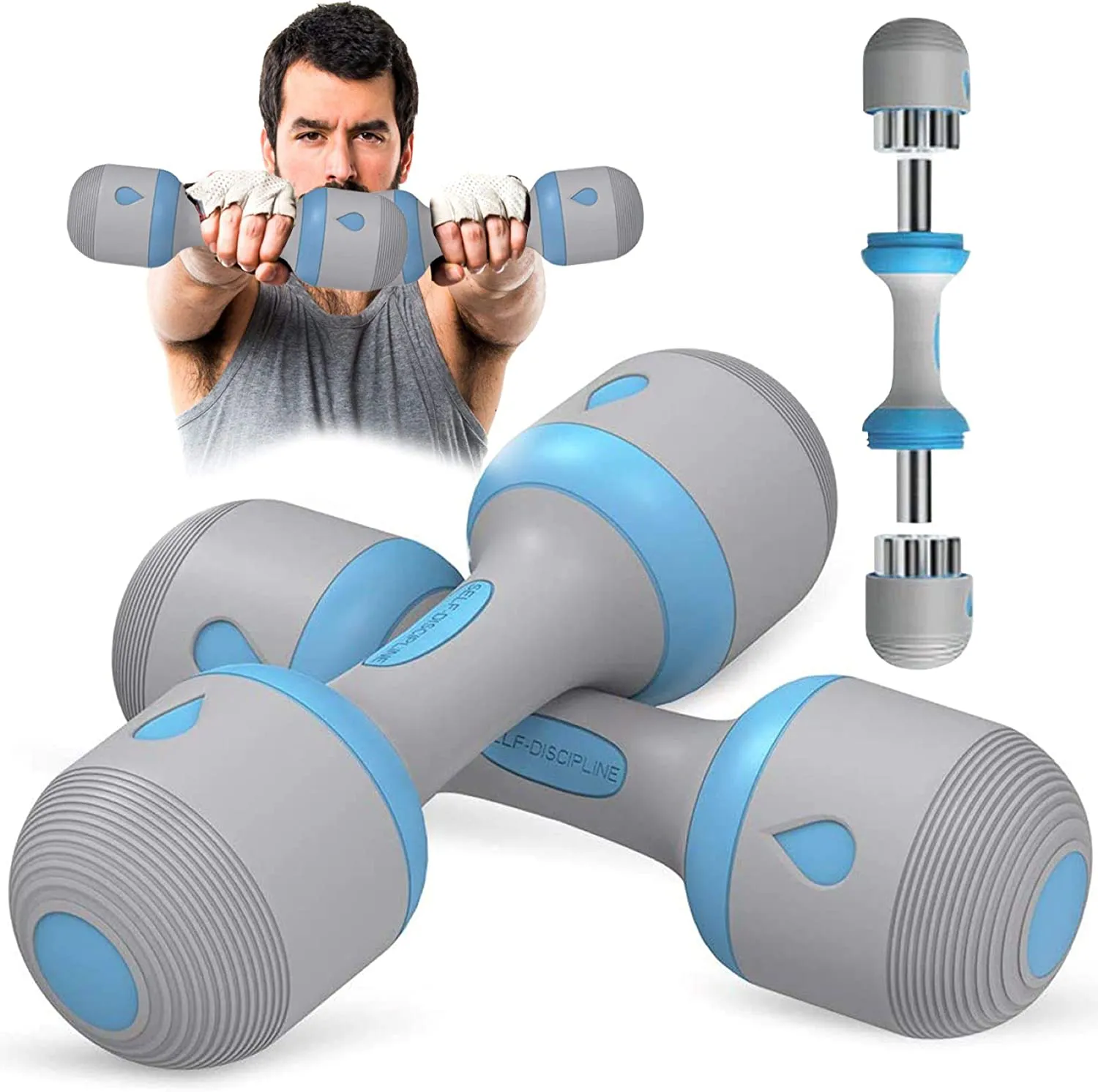 Adjustable Dumbbell Weight Set - 5-in-1 Dumbbell Set with Non-Slip Neoprene Handles - Multipurpose Weights Dumbbells Set for Home Workouts - Safe Weights Set Dumbbells for Office, Gym