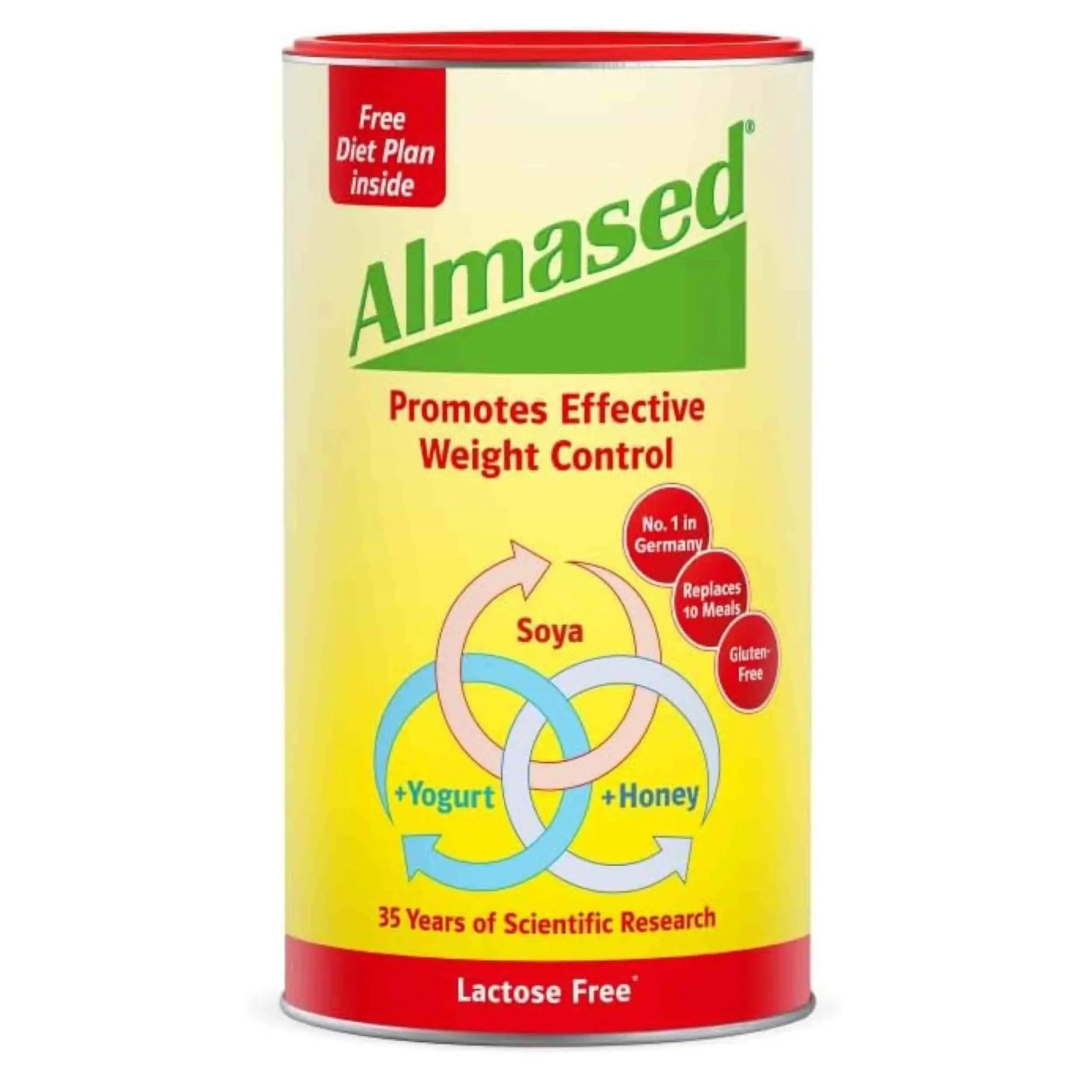 Almased meal replacement for weight control-Soya, Yogurt and Honey Almond-Vanilla Flavour 500g