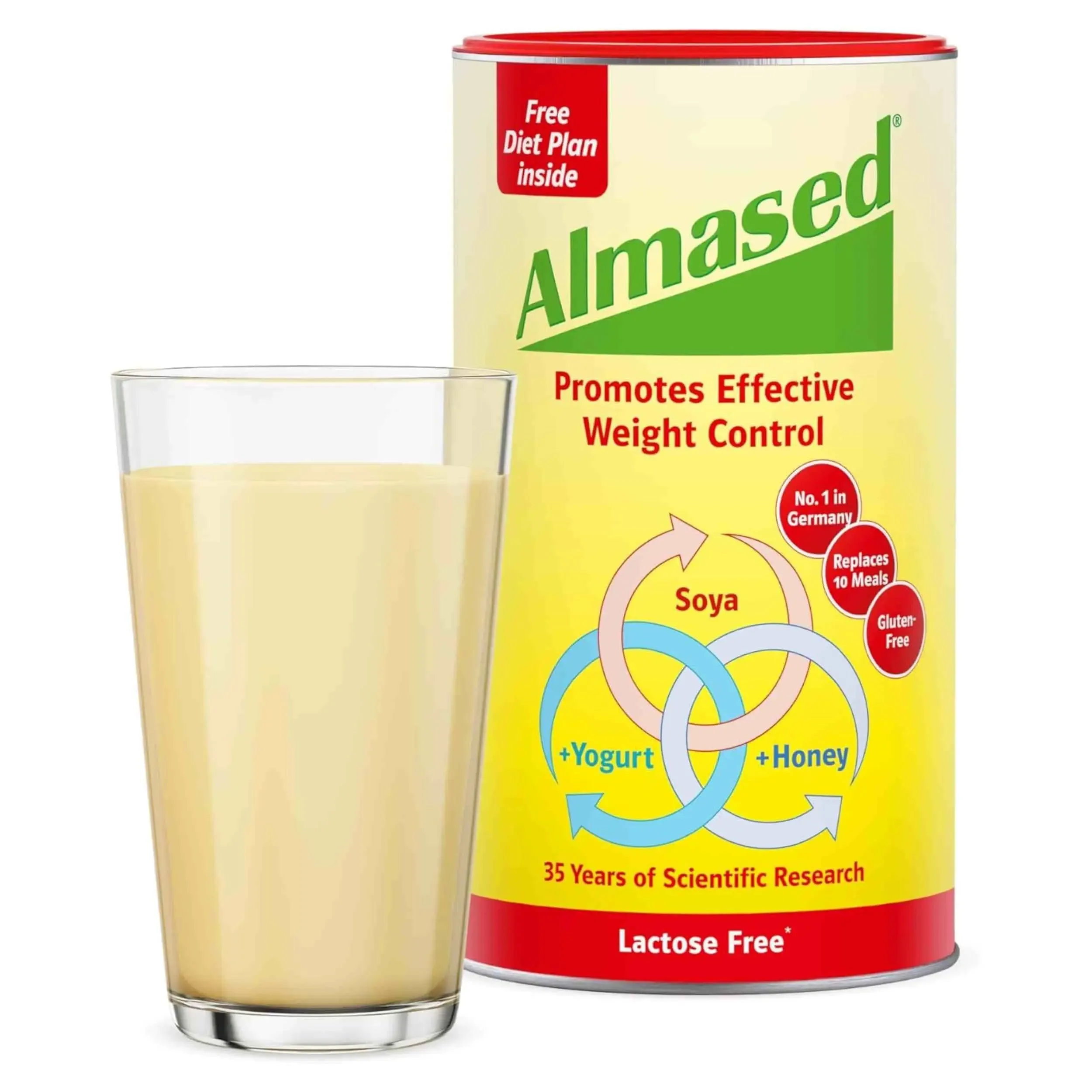 Almased meal replacement for weight control-Soya, Yogurt and Honey Almond-Vanilla Flavour 500g