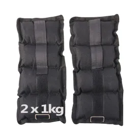 Ankle Wrist Weight Straps Adjustable Black / Grey 2 x 1Kg