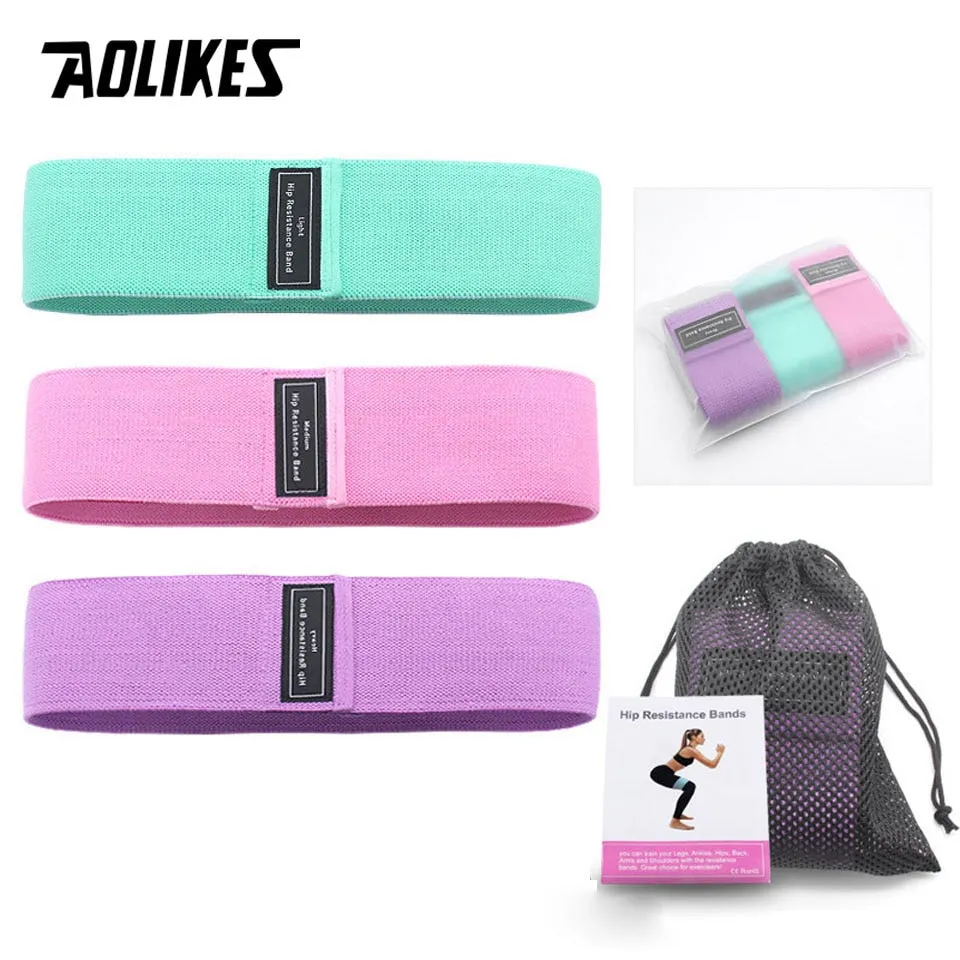 AOLIKES Fitness Hip Loop Resistance Bands Anti-slip Squats Expander Strength Rubber Bands Yoga Gym Training Braided Elastic Band