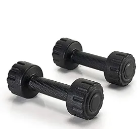 ARTINO 3 Kg Pair PVC Dumbbells Set For Home Gym, Exercise & Fitness Dumbbell (Black) Fixed Weight Dumbbell (3kg X 2Pc)