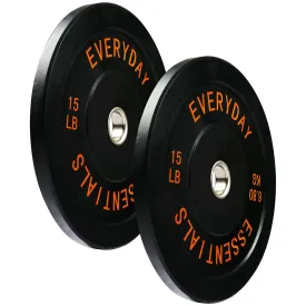 BalanceFrom Everyday Essentials 15 Pound Olympic Weight Plate, 1 Pair, Black