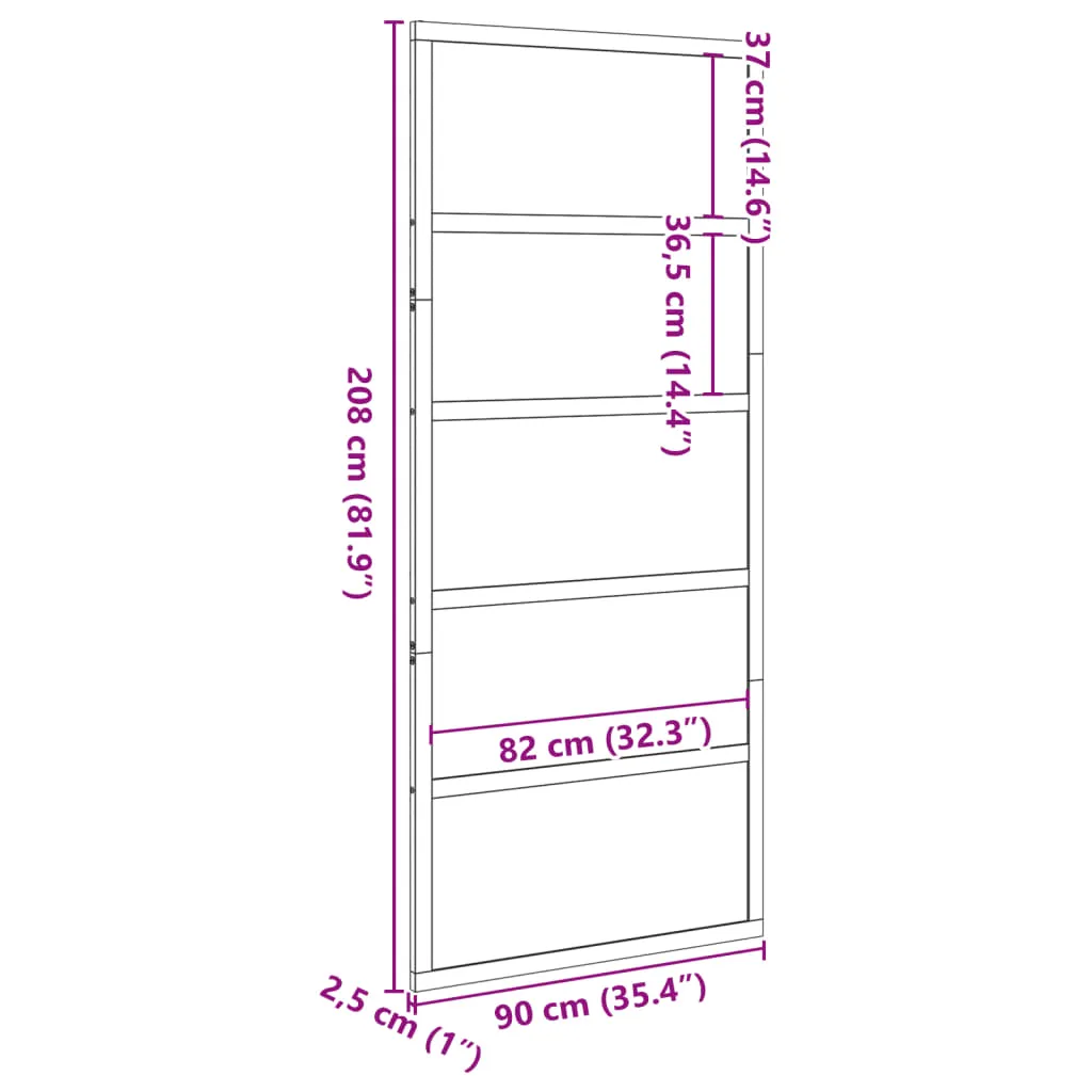 Barn Door White 90x208 cm Solid Wood Pine