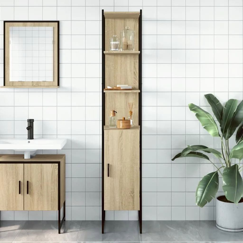 Bathroom Cabinet Sonoma Oak 33x33x185.5 cm Engineered Wood