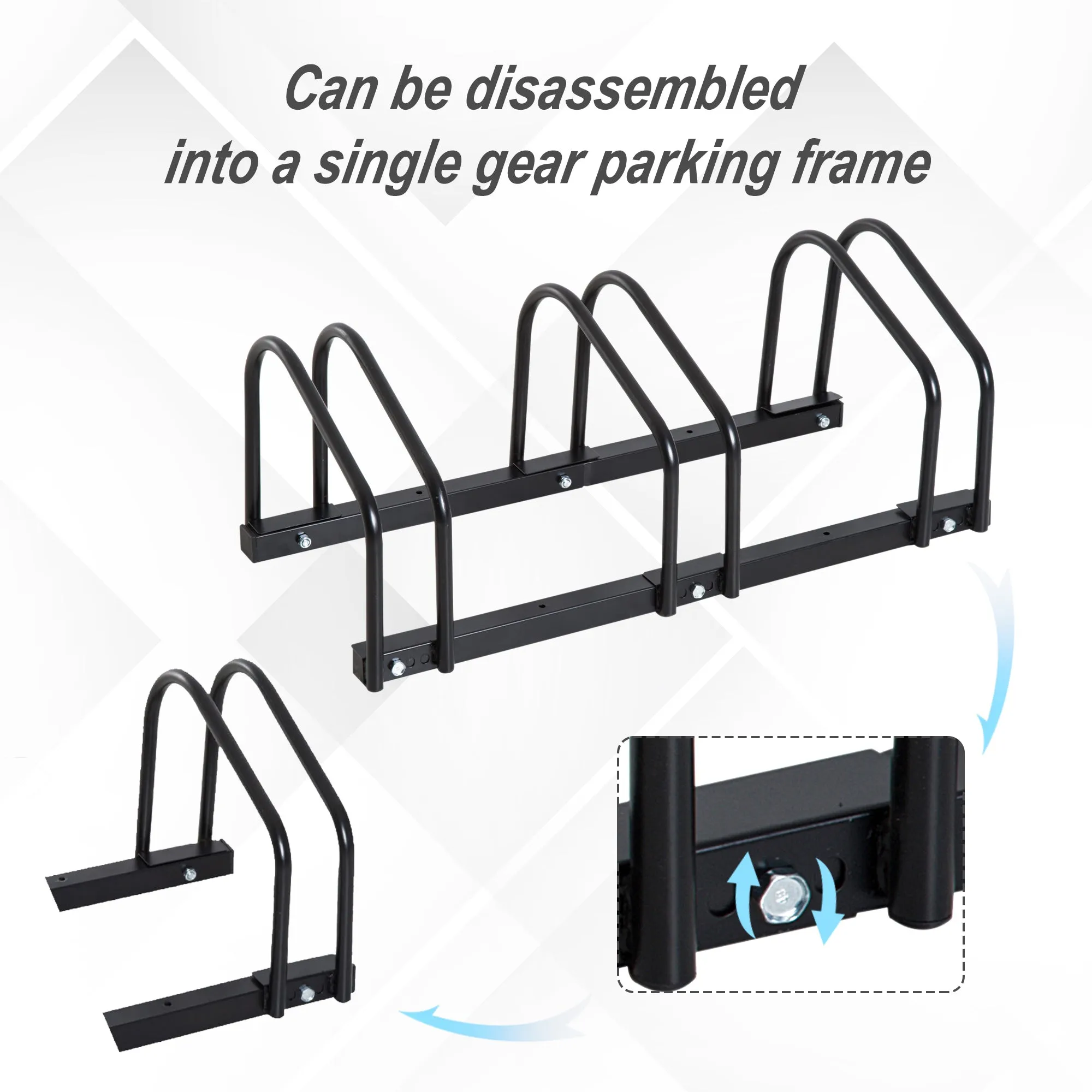 Bike Stand Parking Rack Floor or Wall Mount Bicycle Cycle Storage Locking Stand 76L x 33W x 27H (3 Racks, Black)