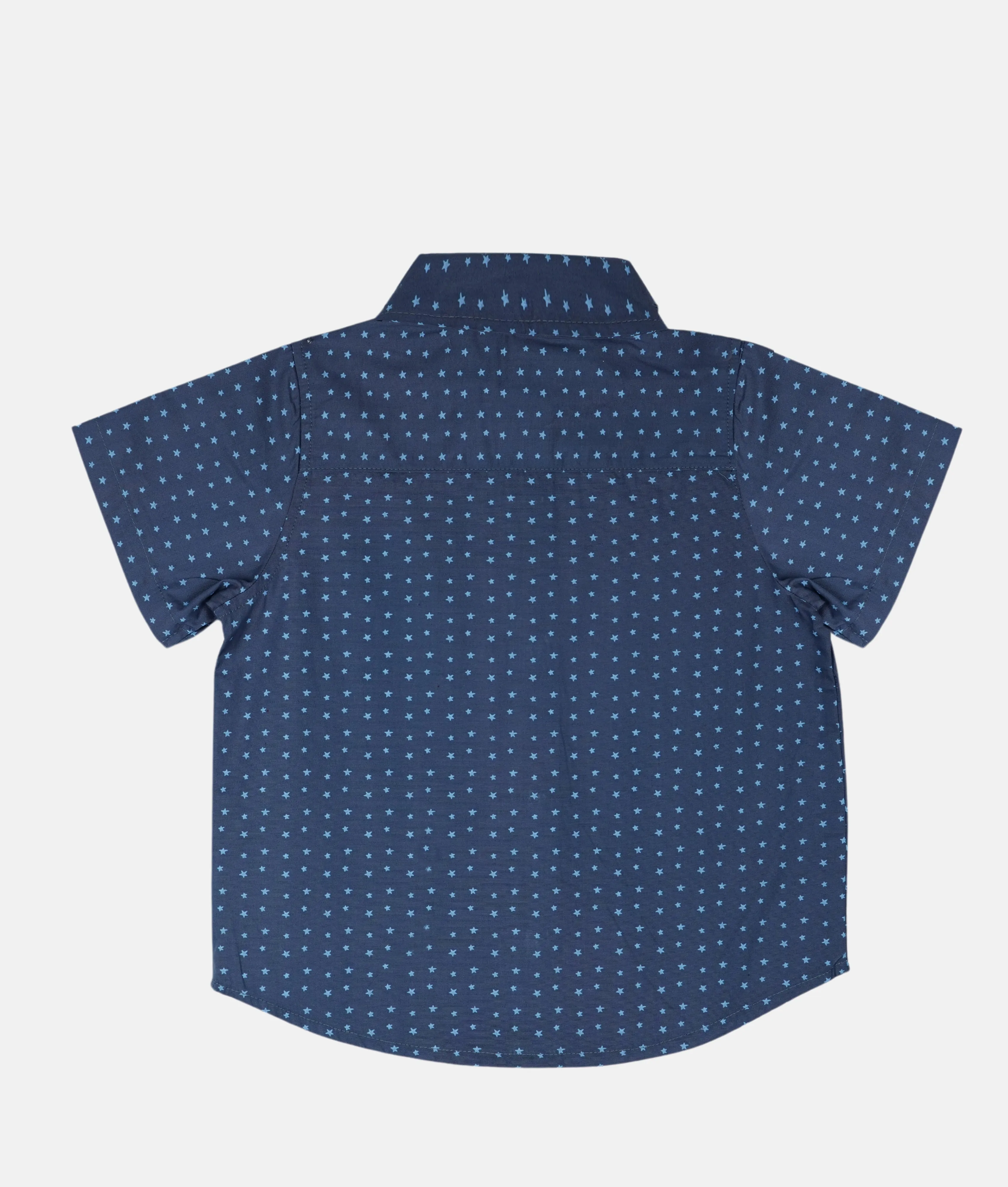 Boys Collared Short Sleeve Shirt & Short 2pcs Set - Blue Stars