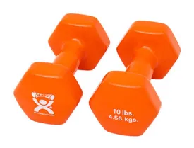 CanDo Vinyl Coated Dumbbell, Orange (10 lb), Pair