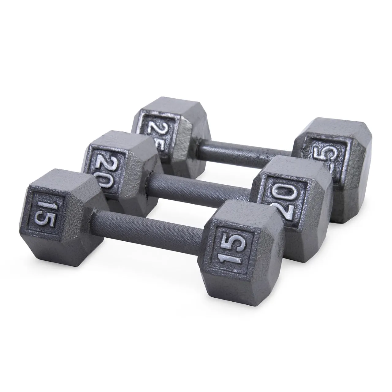 Cast Iron Straight Handle Hex Dumbbells