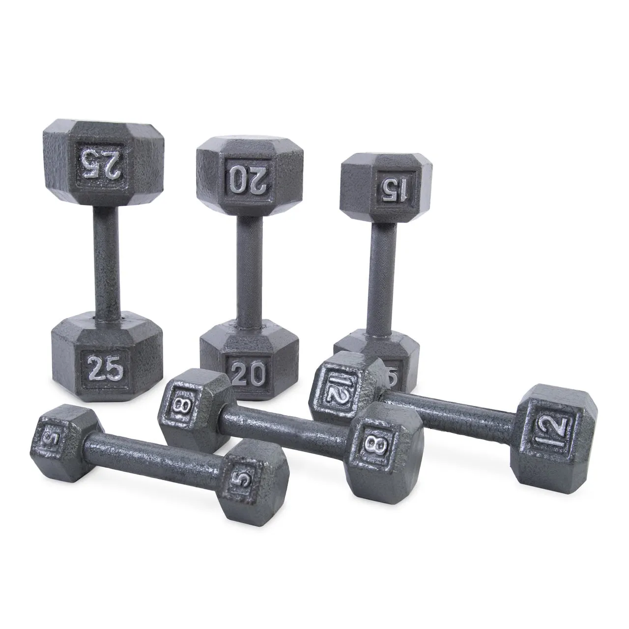 Cast Iron Straight Handle Hex Dumbbells