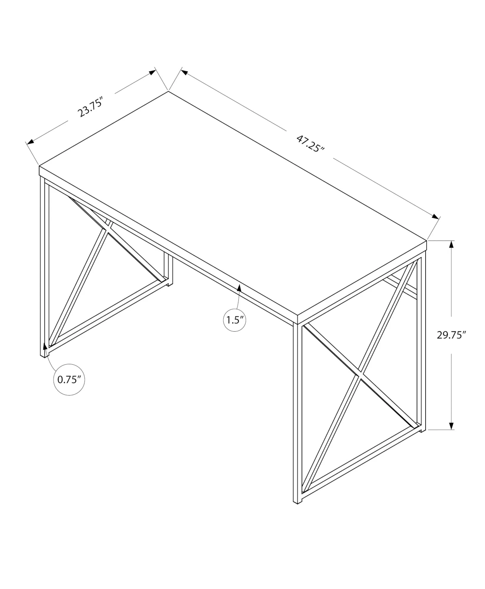 Computer Desk, Home Office, Laptop, Work, Brown Laminate, Black Metal, Contemporary, Modern