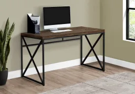 Computer Desk, Home Office, Laptop, Work, Brown Laminate, Black Metal, Contemporary, Modern