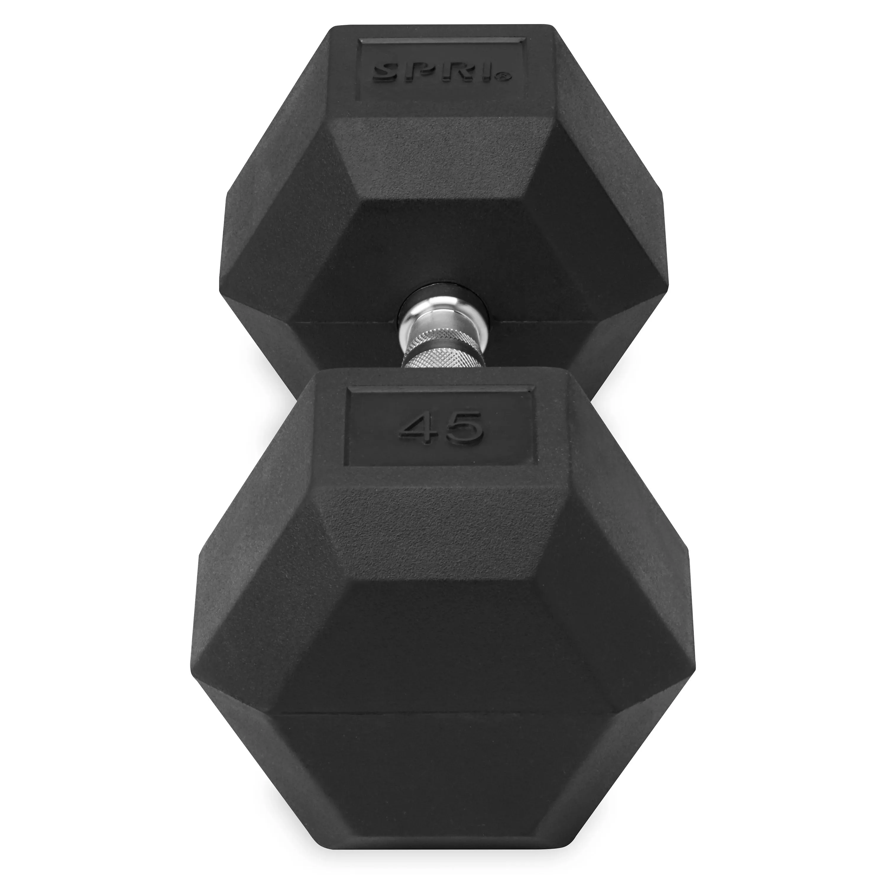 Deluxe 6-Sided Rubber Dumbbells - 30-45lb. Single Weights