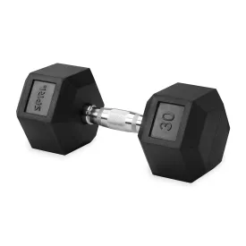 Deluxe 6-Sided Rubber Dumbbells - 30-45lb. Single Weights