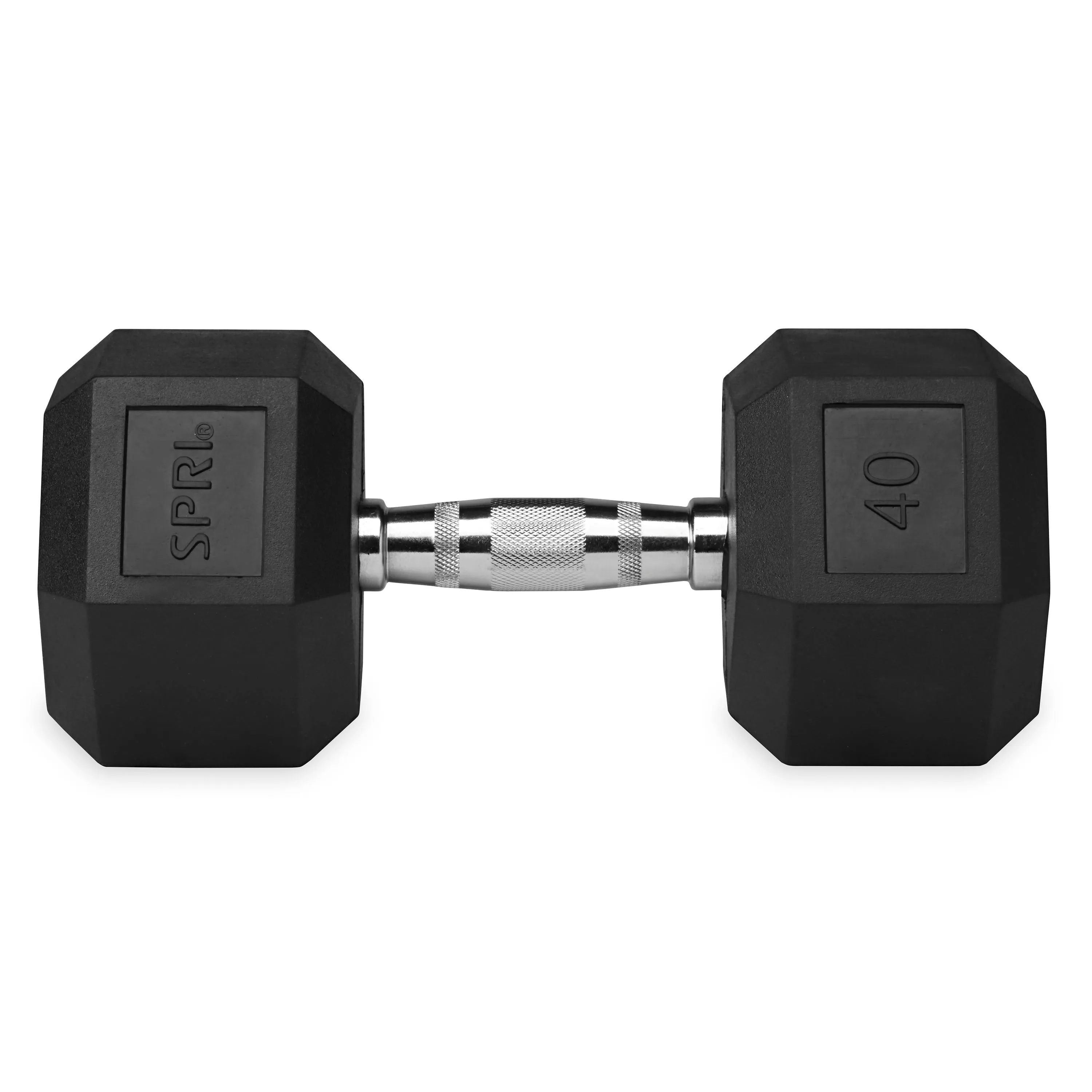 Deluxe 6-Sided Rubber Dumbbells - 30-45lb. Single Weights