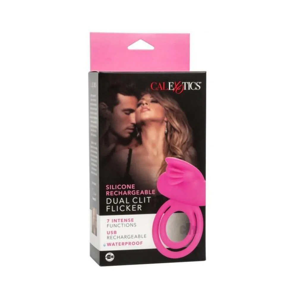 Dual Clit Flicker Enhancer Vibrating Cock Ring Pink