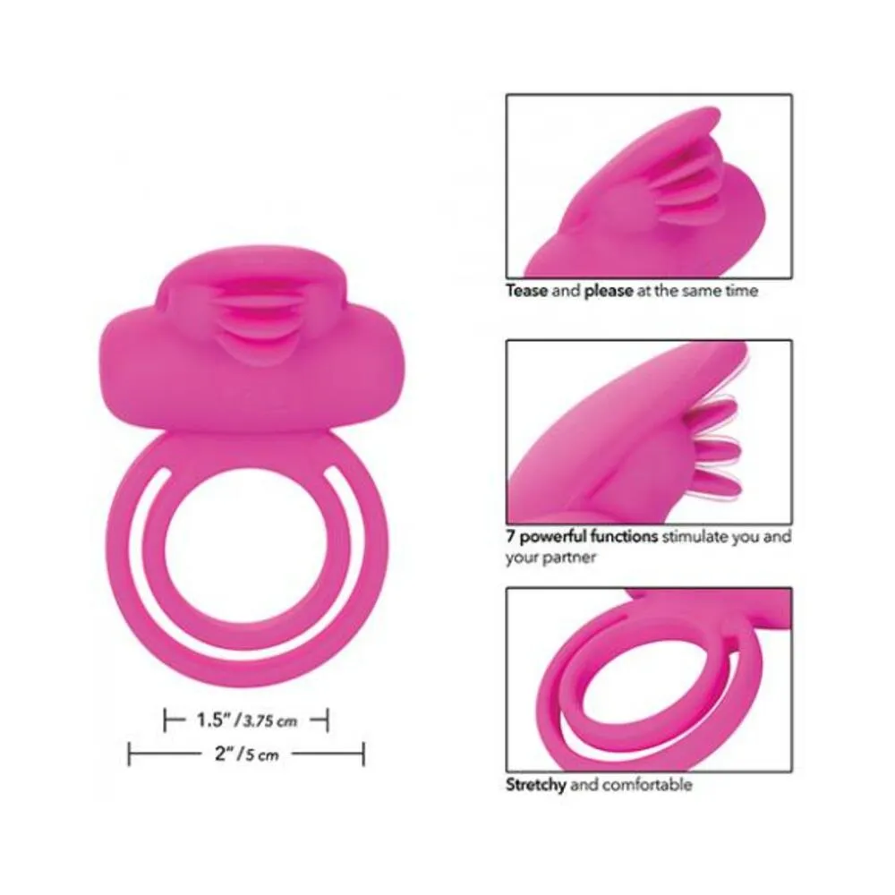 Dual Clit Flicker Enhancer Vibrating Cock Ring Pink