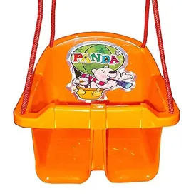 Eco Baby Plastic Swing with Long Nylon Ropes 5.5 Feet (Orange)