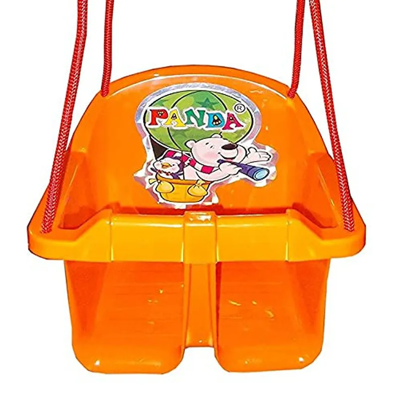 Eco Baby Plastic Swing with Long Nylon Ropes 5.5 Feet (Orange)