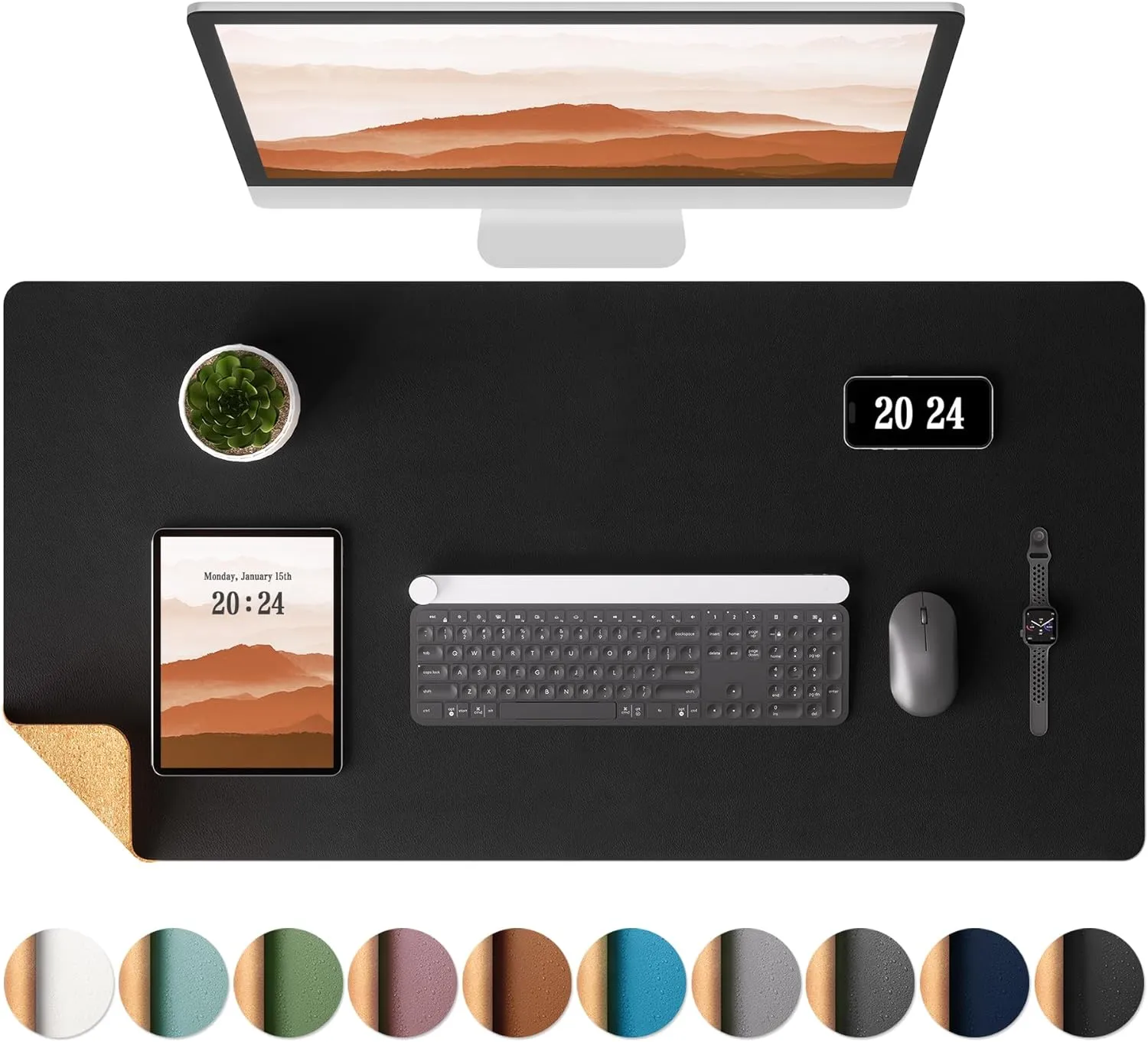 Eco-Friendly Office Desk Mat Non-Slip PU Leather