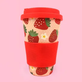 Eco-Friendly Reusable Plant Fiber Travel Mug with Strawberry Design