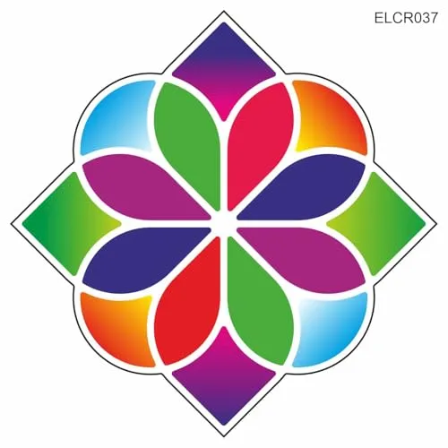 EL Craft - ELCRS037_MDF Rangoli Mat with Wooden Base. Just Fill It Up with Rangoli, Flowers and Others Designs Rangoli Stencils for Home Decoration DIY at Diwali (4, 6, 9, 12 inches) (9 Inches)