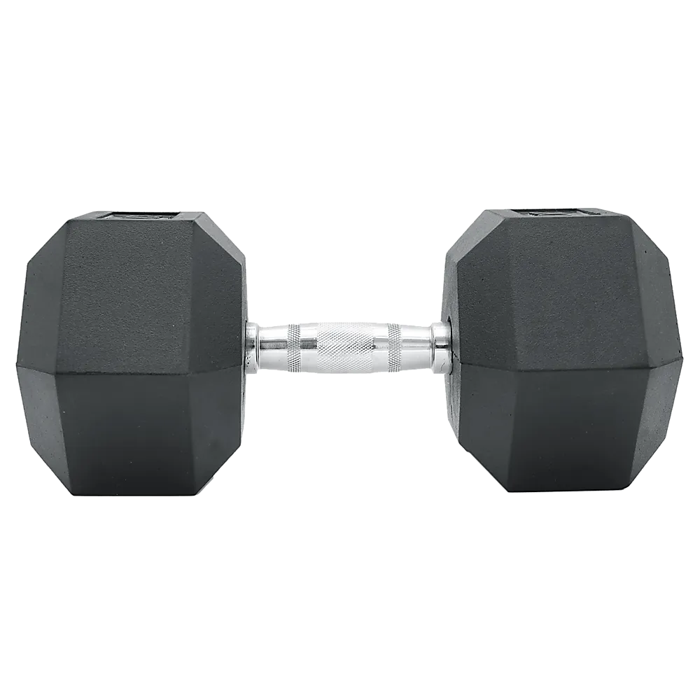 Ergonomic 20KG Rubber Hex Dumbbell with Chrome Handles