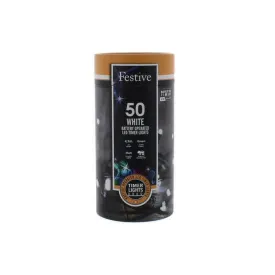 Festive 50 Cool White LED Battery Operated String Lights (4.9m)